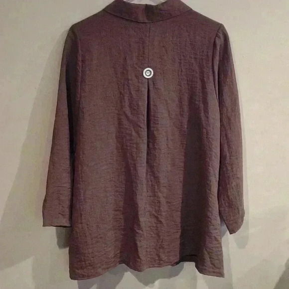 Lulu-B Womens Medium Oversized Brown 2‎ Pocket Long Sleeve Top - Picture 4 of 4